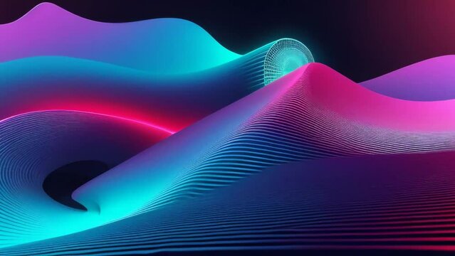 Computer generated wavy lines in abstract pattern. Generative ai