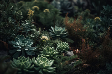 Naklejka na ściany i meble Close Up Shot Of Plants, Generative AI