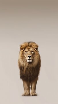 Regal Majesty: Minimalistic Studio Photography of a Majestic Lion. Generative AI
