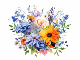 Floral Symphony: A Pack of Beautiful Flower Elements. Generative AI