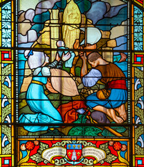 windows of notre dame de grace, Honfleur, normandy, france