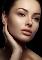 Flawless Elegance: A Captivating Portrait of Beauty. Beautiful woman model with perfect skin. No real person. Generative AI