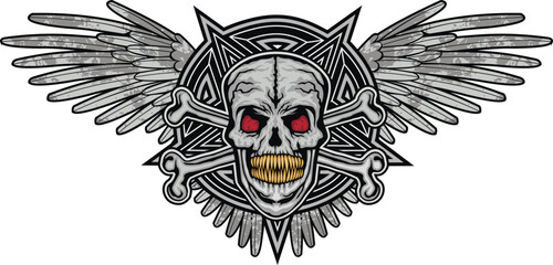 aggressive emblem with skull,grunge vintage design t shirts
