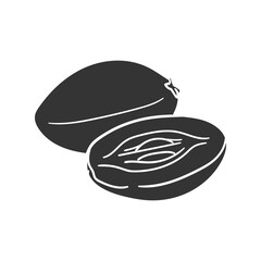 Sapadilla Icon Silhouette Illustration. Fruid Food Vector Graphic Pictogram Symbol Clip Art. Doodle Sketch Black Sign.