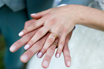 Mains avec bague de mariage