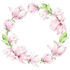 Naklejka premium magnolia wreath.floral frame