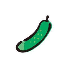 Cucumber - Vegetable icon/illustration (Hand-drawn line, colored version)