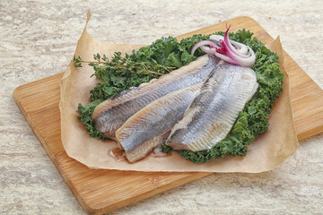 Marinated Herring fillet with onion