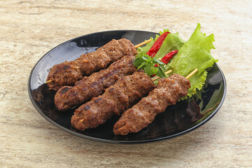 Beef kebab skewer minced meat