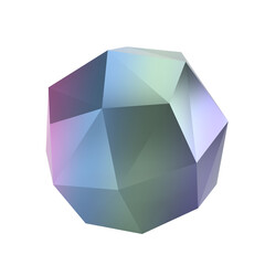 3d element abstract polygon ball metal geometric shape. Realistic glossy gradient luxury template decorative design illustration. Minimalist bright circle volumed mockup isolated transparent png