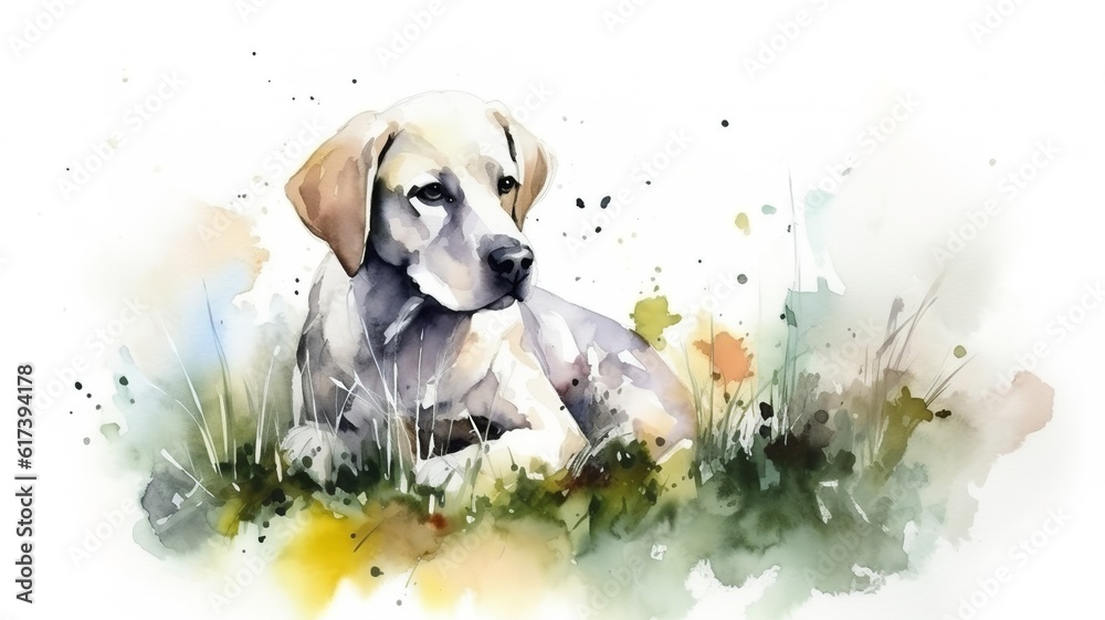 Poster watercolor picture of a cute dog