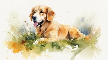 watercolor picture of a cute dog
