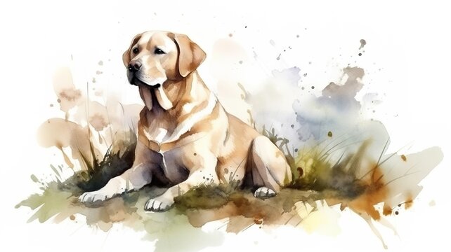 watercolor picture of a cute dog