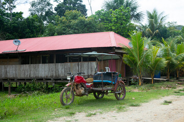 Motorcycle transports of a jungle region in the Peruvian Amazon located near the city of Cuipari.