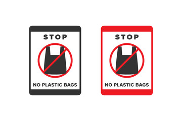 No plastic bag icon sign design vector, icon board appeals not to use plastic bags