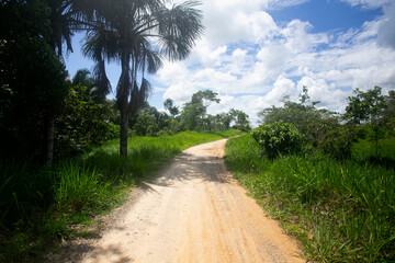 Fototapeta premium Views of the streets and houses of a jungle region in the Peruvian Amazon located near the city of Tarapoto.