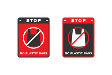 No plastic bag icon sign design vector, icon board appeals not to use plastic bags