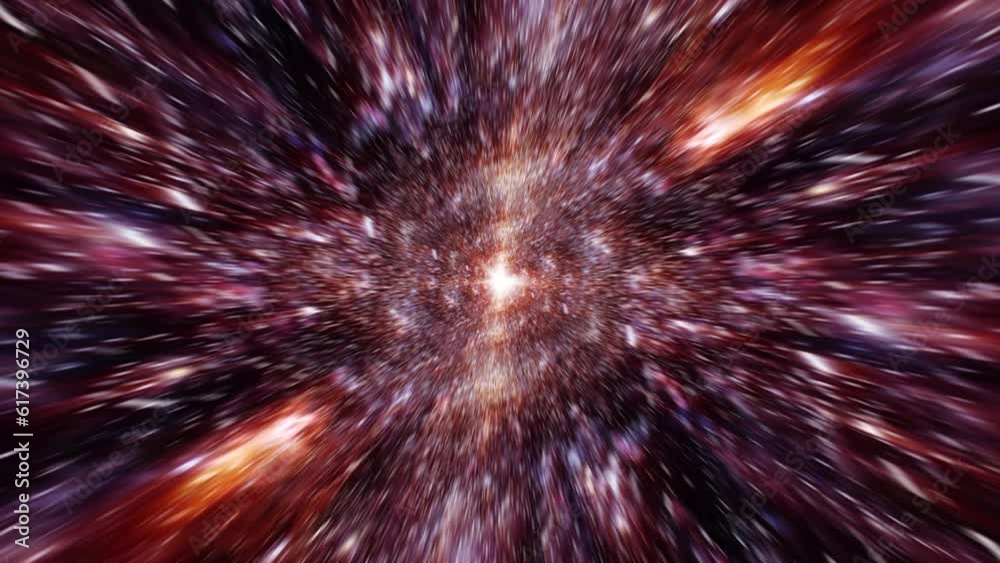 Sticker abstract loop interstellar flight, time travel jump in glow hyper space burst warp.4k 3d seamless lo