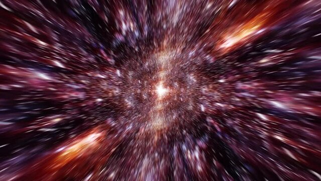 Abstract loop Interstellar flight, time travel jump in glow hyper space burst warp.4K 3D Seamless Loop Hyper Tunnel or Wormhole Science Digital Background. Singularity, gravitational waves and spaceti