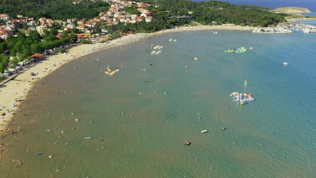 Aerial view of Rajska plaža (The Paradise Beach) on Rab Island, Croatia