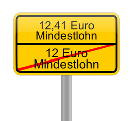 12,41 Euro minimum wage - in german - illustration - 617397971