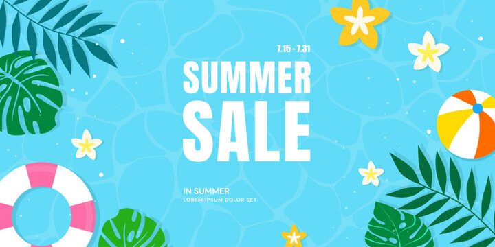 Summer sale banner design template. Vector illustration