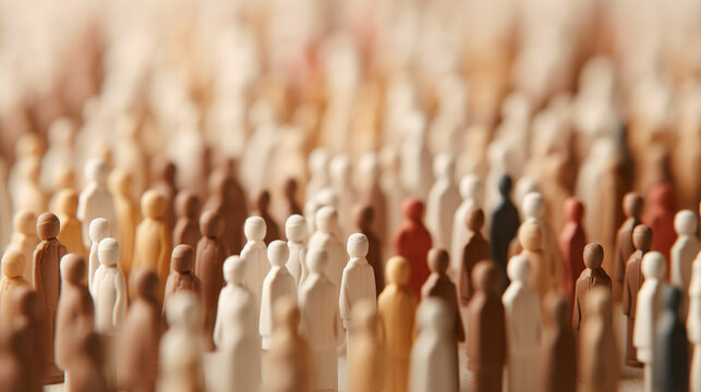 group of people wooden figures, diversity concept