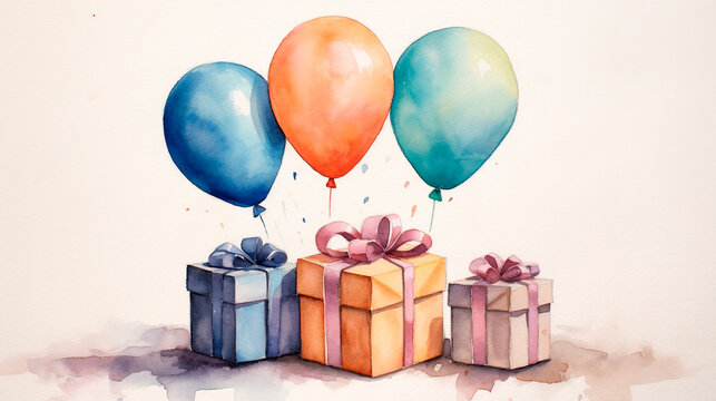 Watercolor gifts Illustration isolated on paper background