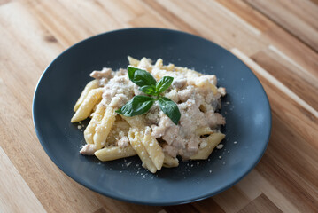 creamy pasta with chicken and cheese 