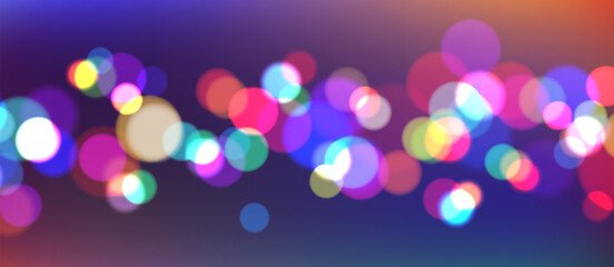 Abstract Colorful Bokeh Lights Background. Neon Lights or Car Lights Bokeh. Vector Illustration. - 617399775