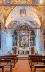 Fototapeta na wymiar Church of Saint Michael the Archangel on island Maggiore in Lake Trasimeno, Umbria Italy