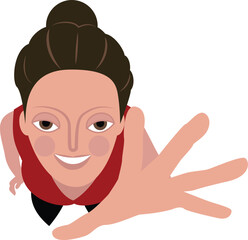 Female Looking Up and Reaching, Areal View