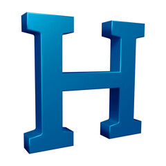 3D blue alphabet letter h for education and text concept