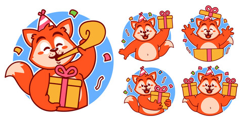 Birthday Fox Sticker