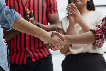 concept of cooperation. handshakes when meeting business partners