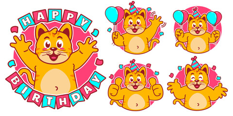 Birthday Cat stickers