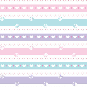 Seamless pattern pastel love line in white background, design for scrapbooking, decoration, cards, paper goods, background, wallpaper, wrapping, fabric and all your creative projects