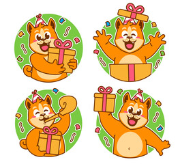 Birthday Shiba Inu stickers