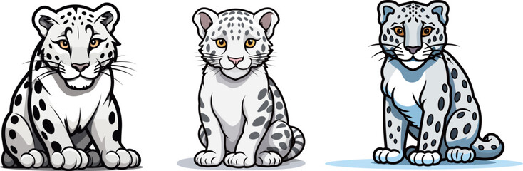 Cute little snow leopard head illustration portfolio