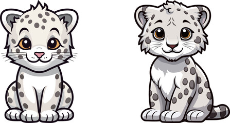 Cute little snow leopard head illustration portfolio © danter