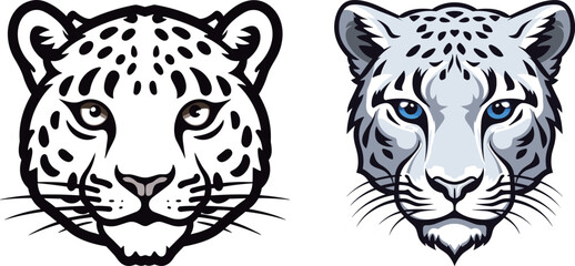 Cute little snow leopard head illustration portfolio