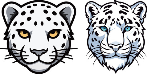 Cute little snow leopard head illustration portfolio