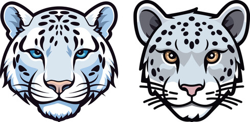 Cute little snow leopard head illustration portfolio