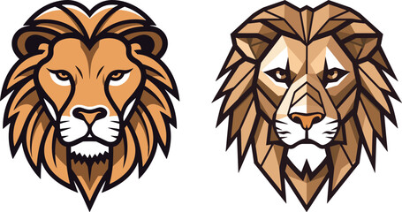 Cute lion cubs head illustration portfolio