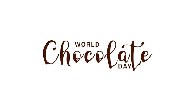 World Chocolate day text animated 4k resolution. perfect for greeting card and world chocolate day celebrations.