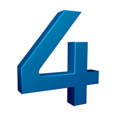 3d blue number 4 design for math, business and education concept 