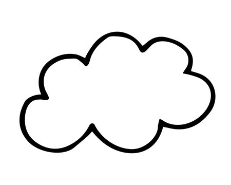Cloud hand painted with brush. Doodle cloud icon isolated on white background