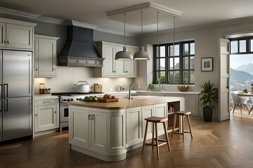 modern kitchen interior with kitchen