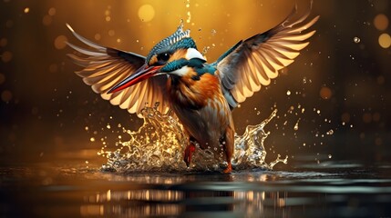 Kingfisher  bird on the water to catch fish