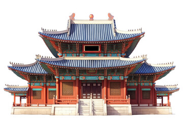 Obraz premium wood Korean architecturetemple isolated on white
